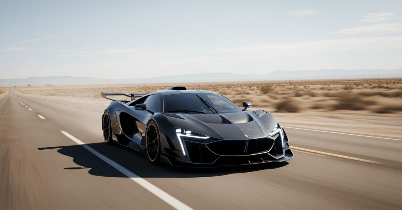 Obsidian X1 speeding on a desert highway